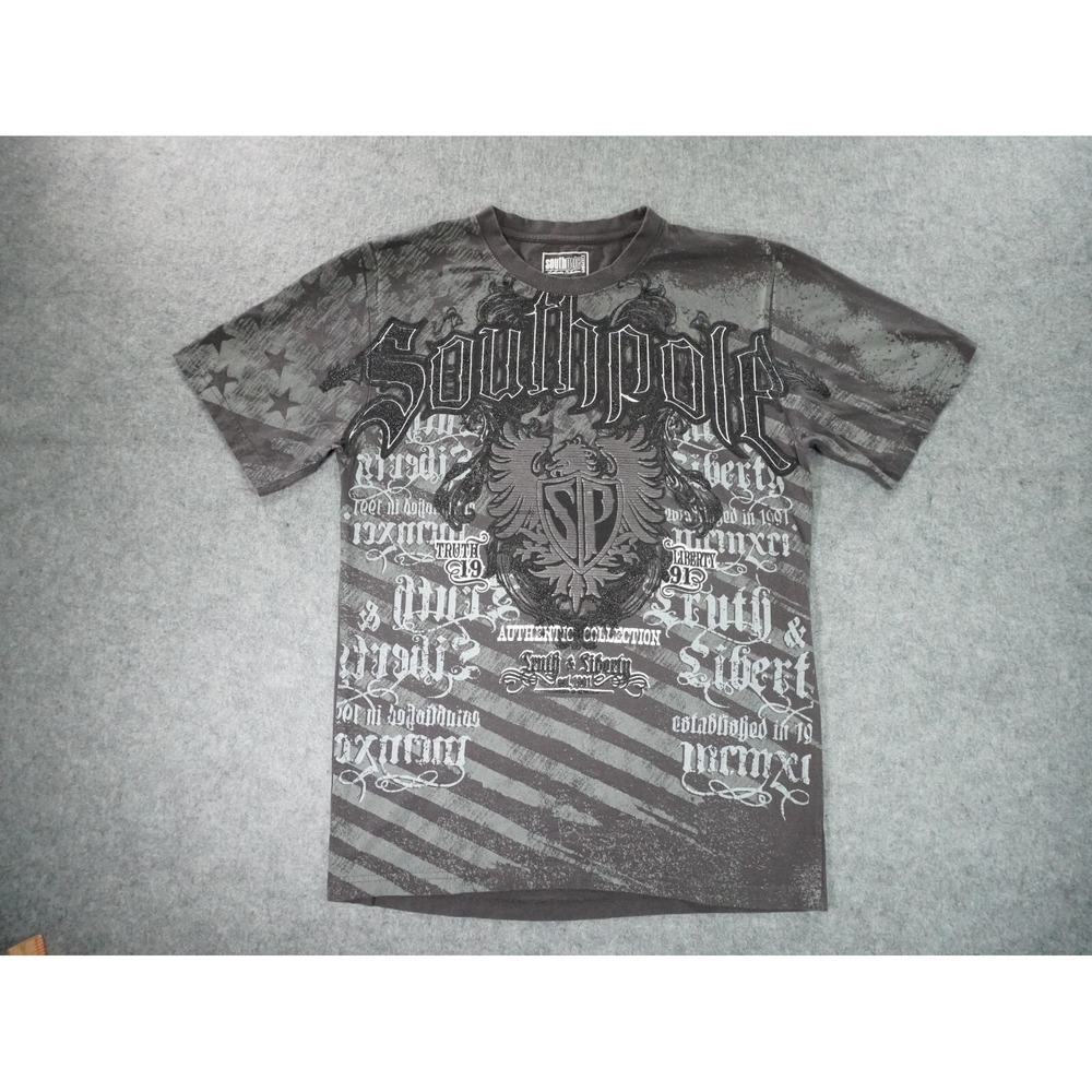 Vintage Y2K Southpole Shirt Size Youth XL Gray Graphic Rap 2000s Affliction Goth